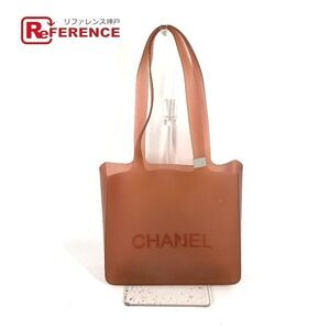 Chanel logo beach bag shoulder tote brown